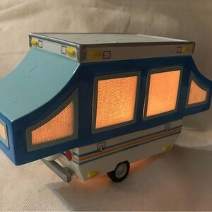 Department 56 Blue and White Camper Light